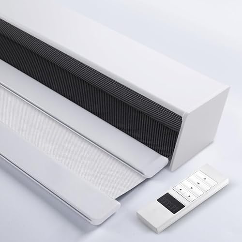 ZSHINE Day and Night Dual Layers Motorized Cordless Polyester Roller Blinds Shades with Valance Rechargeable Motor Suitable for Home, Office, Hotel, Club, Restaurant(Self-Selected Fabrics)