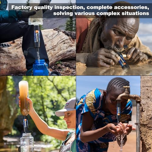 Image of Straw Water Filter 5 Pack - Outdoor Camping & Hiking Survival Gear Kit for Family Use, Ultra-Light Personal Filter Straws for Backpacking, Travel, Bug-Out Bags and Emergency Preparedness