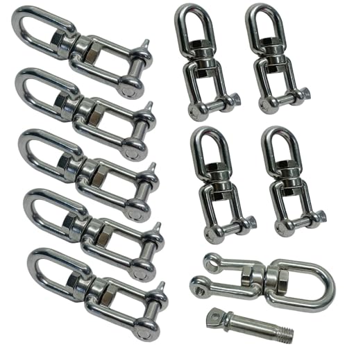 Prolinemax 10 Pc Jaw Eye Swivel Boat Marine Mooring 1100 Lbs WLL Stainless Steel 5/16