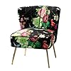 Hulala home accent chair with golden metal legs comfy tufted wingback living room chair floral fabric small armless side chair upholstered slipper chair for bedroom reading room flower print  urban country home decor