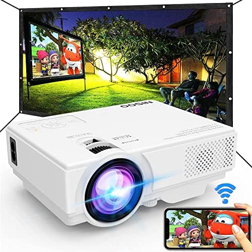 Projector with WiFi, 2023 Upgrade 9500L [100" Projector Screen Included] Projector for Outdoor Movies, Supports 1080P Synchronize Smartphone Screen by WiFi/USB Cable for Home Entertainment