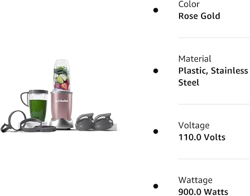Miniatura 11 de NutriBullet NB9-1301RG Pro - Sistema de licuadoramezclador, 13 piezas, color oro rosa, 900 W