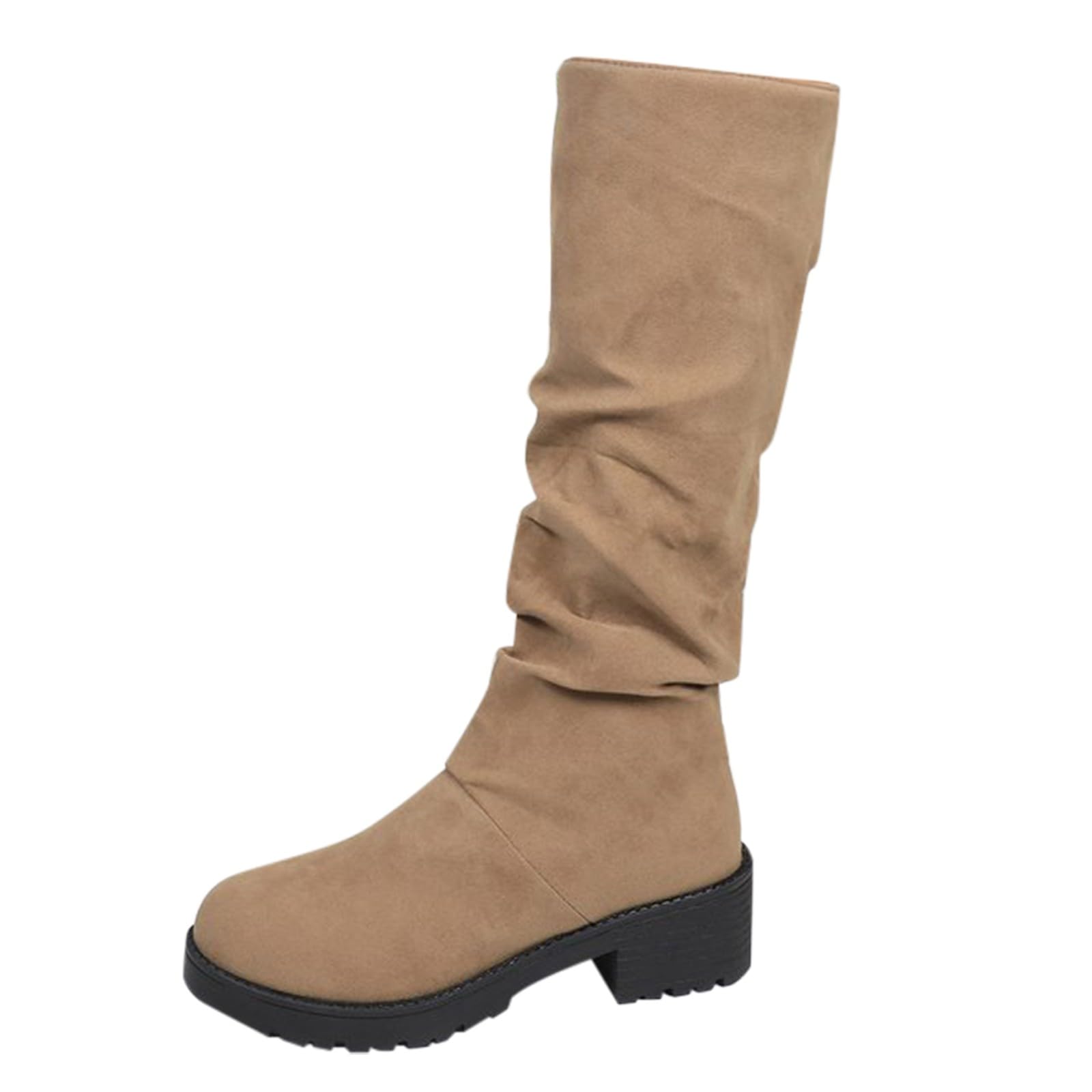 Stivali da donna lunghi in pelle scamosciata, 35-42 EU, con plateau