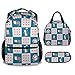 PoshWrap Otter Backpack with Lunch Box, School Travel Backpacks Matching Combo, Blue Print Bookbag And Pencil Case Bundle