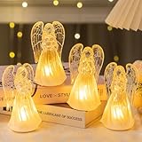Weihnachtsdeko Engel Figur mit Warmes Licht, Weihnachten Deko LED Engel Figuren, 4 Stück Weihnachtsengel Figuren, Leuchtender Acryl Weihnachtsfiguren, Kleine Engelfiguren für Weihnachten Geschenke (B)