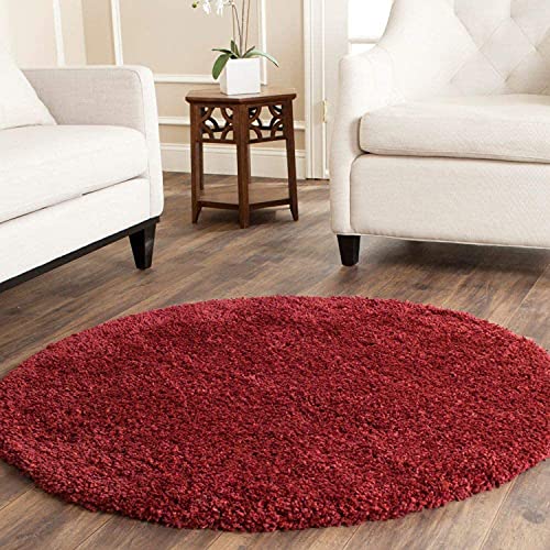 Image of CD Carpet Anti Slip Shaggy Fluffy Fur Rugs and Carpet for Living Room Bedroom Kids Room Plain Circle Carpets for Home with 2 Inch Thickness (Color Maroon Size 8x8 Feet Round)