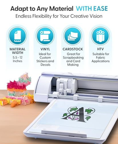 Image of Silhouette America Cameo 5 Alpha (α) Smart Cutting Machine, Bianco Carrara (Deluxe Bundle) - Includes Studio Software, 36 Vinyl Rolls, PixScan Mat, Tool Kit & 25 Free Designs for DIY