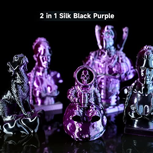 Image of Gratkit Silk Dual Color PLA Filament, Coextrusion PLA Filament 1.75mm, + /-0.03mm, 1KG /Roll, Silk PLA Black & Purple