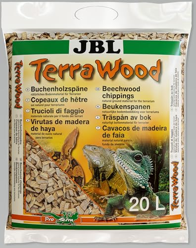 JBL TerraWood 71060 Bodengrund für trockene und halbtrockene Terrarien Buchenholzspäne, 20 l