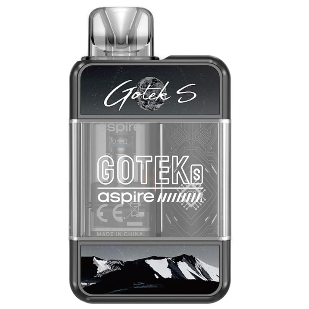 Aspire Gotek S Vaping Kit, Compact, OLED Display, 2mL Refillable GOTEK 0.8 Ohm PODs, Enhanced Experience, E Cigarettes, E Cig, Aspire Vaping, Starter Kit, No Nicotine (Midnight Black)