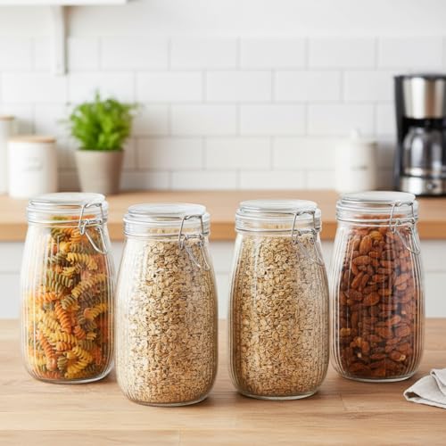 Image of ginoya brothers - Kitchen Glass Jar (4, 2000 Ml. Ballon Jar)