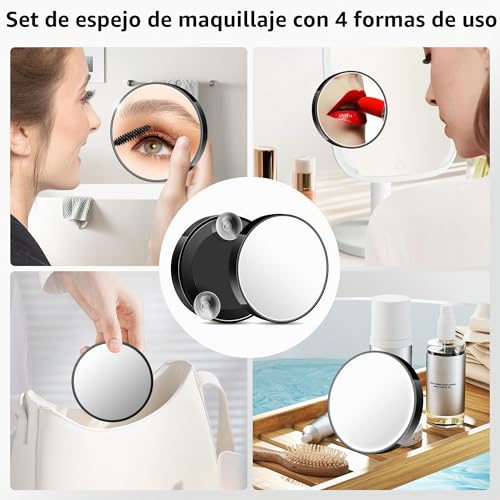 Miniatura 7 de Miyadiva Espejo De Aumento Conjunto, 20x 30x 40x Espejo De Maquillaje Con Ventosa, Espejos De 9 Cm, Con 2 Pinzas Y Bolsa De Almacenamiento, Ideal Para Viajes, El Cuarto De Baño, Regalo Para Mujer