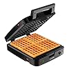 Krups Breakfast Set Stainless Steel Waffle Maker 4 Section 1200 Watts Square, 5 Browning Levels, Removable Plates, Dishwasher Safe, Belgium Waffle Silver and Black