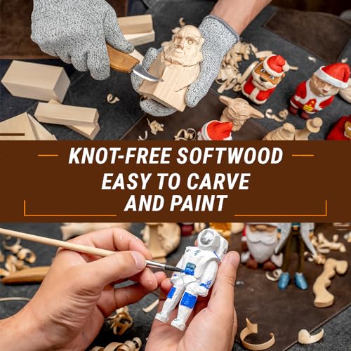 Image of BeaverCraft Basswood Carving Blocks Whittling Wood BW19 - Unfinished Wood Blocks Set, Soft Basswood for Carving Wooden Block for Crafts & Whittling