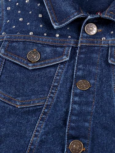 Image of Girls Full Sleeve Solid Crop Denim Jacket