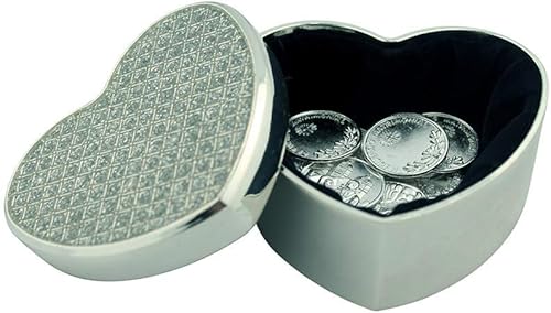 Miniatura 3 de Arras De Boda Set de regalo | Viene con monedas | 9 estilos | Cajas de metal para boda ceremonia de matrimonio español (forma de corazón con tablero