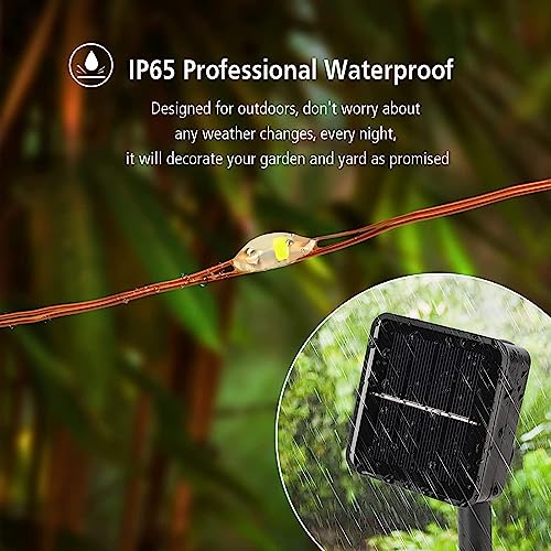 YEPVIE Solar Fairy Lights, 2 x 12 m 100 LED Solar String Lights with 8 Modes, 800 mHA Waterproof Solar Lights Outdoor for Garden, bush, railing and Eid Mubarak Ramadan Decoration