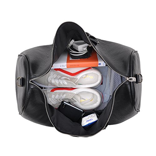 Weekend Bag Women Duffle bags Cute Faux Leather Travel Totes Waterprooh for Carry On and Mammy Hospital Overnight,Medium (Black)