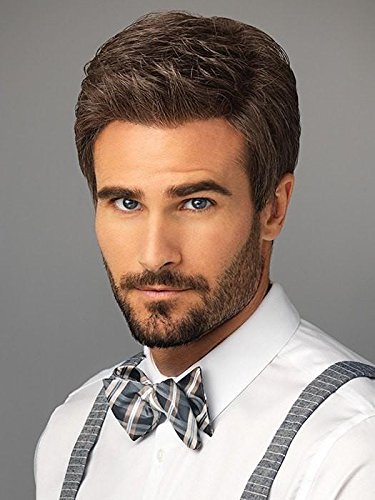 Style Wig Color M5S - HIM Mens Wigs 3" Short Spiked Slicked Haircut Heat Friendly Synthetic Lace Front No Slip Professional Avg-Large Cap Size Bundle MaxWigs Hairloss Booklet