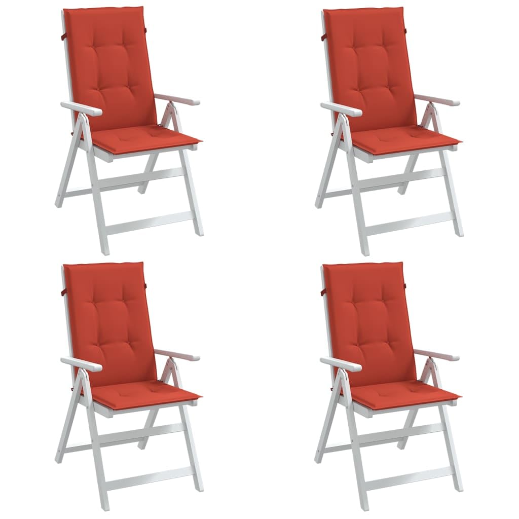 4er Set Hochlehner-Auflagen 120x50x4 cm Melange Rot - Bequeme Stuhlkissen für Gartenstühle und Hochlehner aus Polyester - Weiche Auflagen für Gartenmöbel und Terrassenstühle