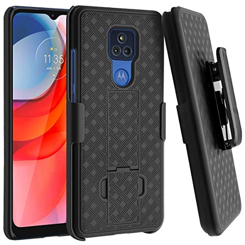 Fingic Moto G Play 2021 Case, Motorola g Play 2021 Case Holster Case Combo Shell Slim Rugged Case with Kickstand Swivel Belt Clip Holster Shockproof Cover for Motorola Moto g Play 2021, Black