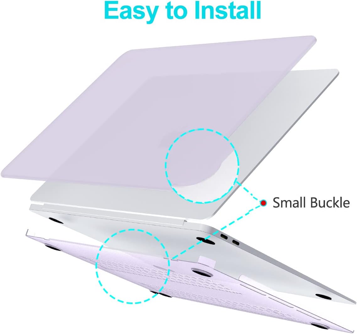 B BELK Compatible with MacBook Air 13 inch Case M1, MacBook Air Case 2021 2020 2019 2018 A2337 A2179 A1932 Touch ID, Plastic Laptop Hard Shell + 2 Keyboard Covers + Screen Protector, Lavender Purple - Image 4