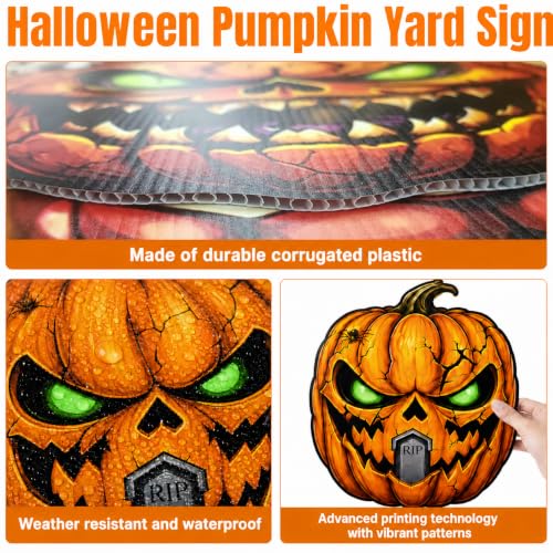 6-Count DLPL LED Light-Up Halloween Pumpkin Yard Signs w/ Stakes - image 3