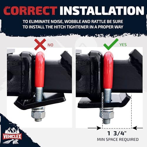 Image of Vehiclex 2 Hitch Stabilizers for 1.25 inch to 2 inch Hitches - Anti-Rattle Hitch Tighteners - Heavy-Duty Hitch Clamps with 0.44 inch U-Bolt Diameter - Protective Anti-Rust Coating