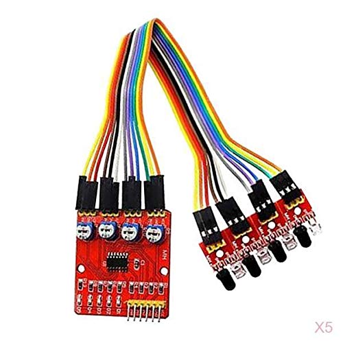 UJEAVETTE 5 Pieces 4-Way Infrared Tracking Sensor Module Smart Car Obstacle Avoidance-image-33