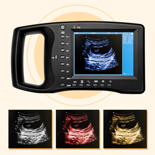 Ultraschall-Scanner Veterinär, Vet Portable B-Ultra Sound Scanner Maschine Bauernhof Tiere Haustier Mit 3,5 MHz Mechanische Sonde 8 Farbfelder Für Schafe, Hunde, Katzen Und Für Trächtigkeitstest
