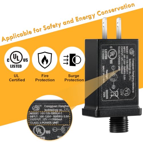 Image of 2 Pack Replacement Yard Inflatable Adapters, 12V 2.0A Class 2 Power Supply | Low Voltage Transformers US Plugs, for Halloween, Thanksgiving and Christmas Yard Inflatables and Outdoor Decor