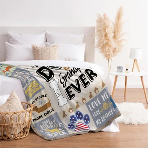 AJIIUSV Hunde-Opa-Geschenke für Männer, Geschenke für Hundeliebhaber, Hundeopa, Überwurfdecke, 127 x 152,4 cm, Geschenk für Hundeliebhaber, Geschenke für Hunde, Opa zum Vatertag, Hundebesitzer,