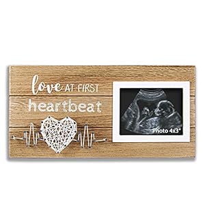 VILIGHT New Mom Gifts Pregnancy Announcements Baby Gender Reveal Gifts Love At First Heartbeat Sonogram Picture Frame for Standard 4 x 3 Ultrasound Photo