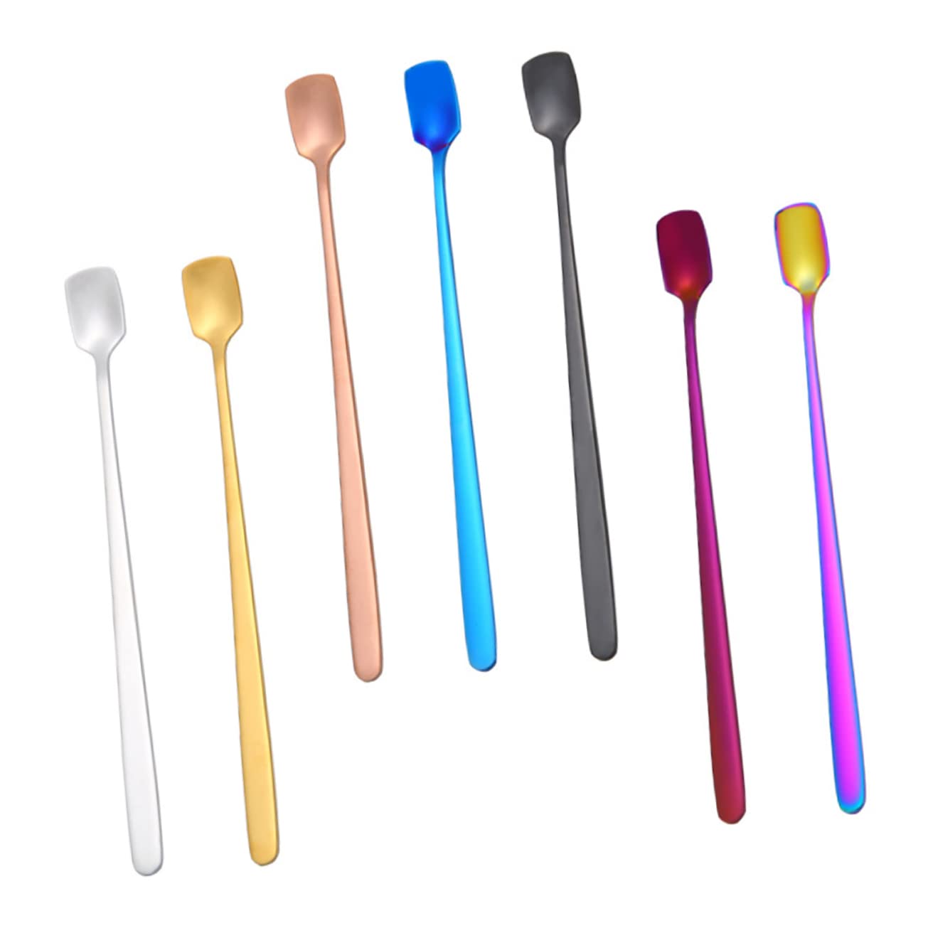 CIYODO 7pcs Stainless Steel Spoon Household Tableware Bartender Mixing Spoon Cocktail Spoons Kitchen Tableware Cocktail Stirring Honey Spoon Mixing Ladle Sugar Spoons 304 Stainless Steel