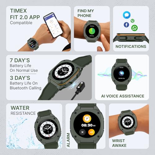 Image of TIMEX Smart Halo 1.32 inch(3.3cm) AMOLED Display with BT Calling Smartwatch for Unisex - TWTXW1101T