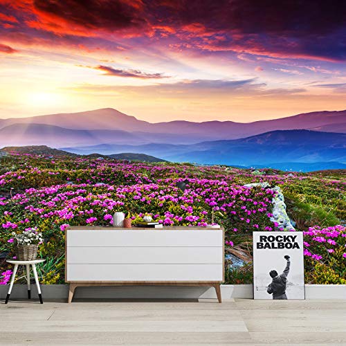 YXTSmurals Mural 3D Anochecer Mar De Flores Paisaje Fotomurales 3D Papel Pintado Fotográfico No Tejido Murales Decoración De Paredes Moderna Para Habitación Salon Oficina