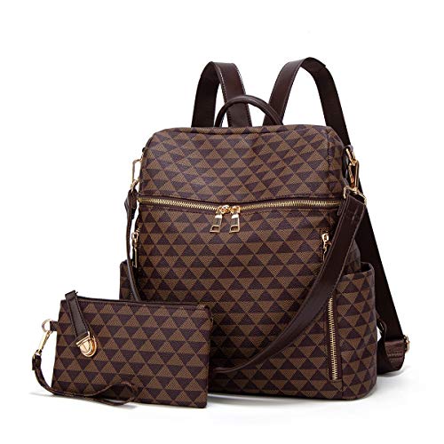 Backpacks for Women Fashion Leather Bags Satchel Bags Anti-theft Rucksack Ladies Travel Bags Handbags and Purses Bags 2Pcs