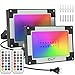Produktbild RGB Strahler CLY 25W LED Strahler 2er mit Fernbedienung 12 Farben 24 Modi Memory Funktion RGB Fluter IP66 Wasserdicht Farbwechsel Dimmbar Scheinwerfer Halloween Weihnachten Strahler für Garten Party
