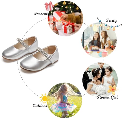 Image of Felix & Flora Toddler Flower Girl Dress Shoes - Baby Girl Ballet Mary Jane Flats for Party School Wedding