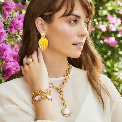 ゴールド色 立体的な四角形 精緻なドロップイヤリング Amazon | QLYOVWE ゴールドステートメントリーフドロップダングル