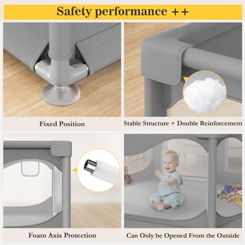 Valquid Baby Playpen, 180X150cm Extra Large Play Pen Babies and Toddlers with Impact Foam and Breathable Mesh, All-Around Safety for Baby, Perfect for Indoor & Outdoor - Image 3