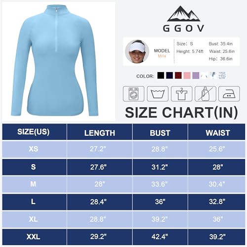 Image of GGOV Golf Shirts for Woman UPF 50+ Sun Protection Quick Dry Lightweight Long Sleeve Polo Shirts for Woman Rash Guard