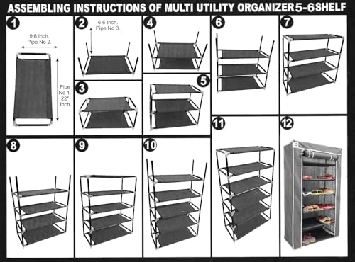 Image of CMerchants Collapsible Wardrobe 6 Shelves Storage Clothes Storage Rack Quick Wardrobe /Cabinet /Multipurpose Storage Rack, Foldable, Collapsible Fabric Organizer for Home Office (Green, 6 Tier)