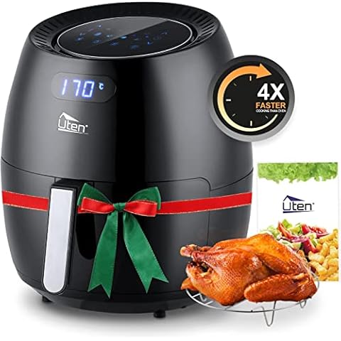 Air Fryer 6.9QT/6.5L, Uten 1700W High-power 8 in 1 Deep Frying Mode, Rapid Heating up, Non-Stick Oven, Oilless Cooking, Fast Heat up/Time Control, LED Digital Touchscreen, Black Cover