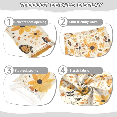 KLL Autumn Sunflowers and Butterflies Toddler Girl Basic Leggings Casual High Waisted Yoga Pants Exercise3