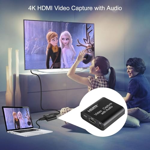 Image of 4K HDMI Video Capture Card with 3.5mm Audio Output Mic Input for Zoom Meeting Game Recording Support USB 3.0 PC Live Streaming Broadcast YouTube Live