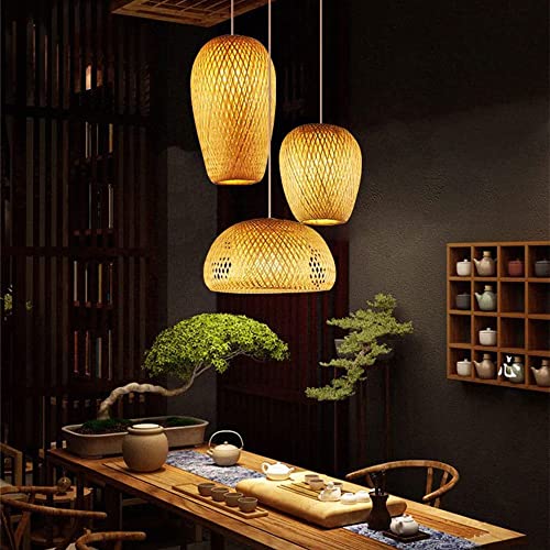 Luminaire suspendu bambou rotin rustique vintage pour chambre