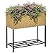 Outsunny Poly Rattan Hochbeet Blumenkasten mit Füßen Rattan Blumenkasten Blumentopf mit Ablage Sand 70 x 30 x 72 cm