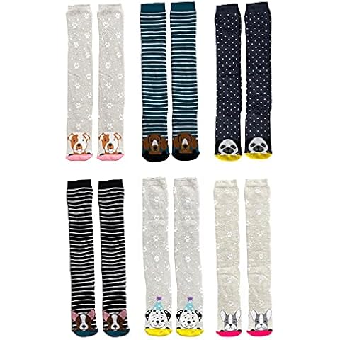 Sock Stack Ladies Welly Socks Long Wellington Boot Sock Knee High Cotton Rich Breathable For Women Frenchie Dogs UK Size 4-7, 6 Pairs Cover