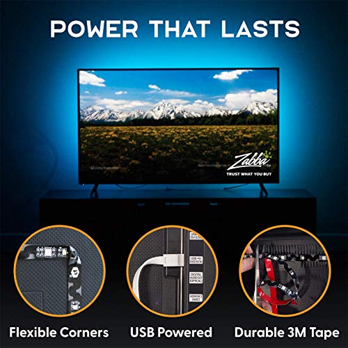 Image of Power Practical LED Strip Lights Backlight, USB Light Strips w /Remote for 15 Ambient Color Bias Lighting Options & 10 Brightness Modes, for TV /Computer Decor /Indoor Use, Size (30 inch-40 inch TV)